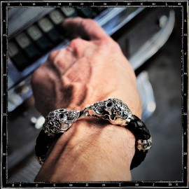 Dos Calaveras Skull Leather bracelet