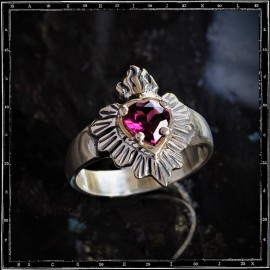 Milagro Mexican Sacred Heart Stone Ring