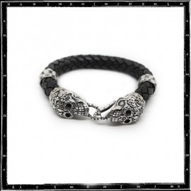 Dos Calaveras Skull Leather bracelet