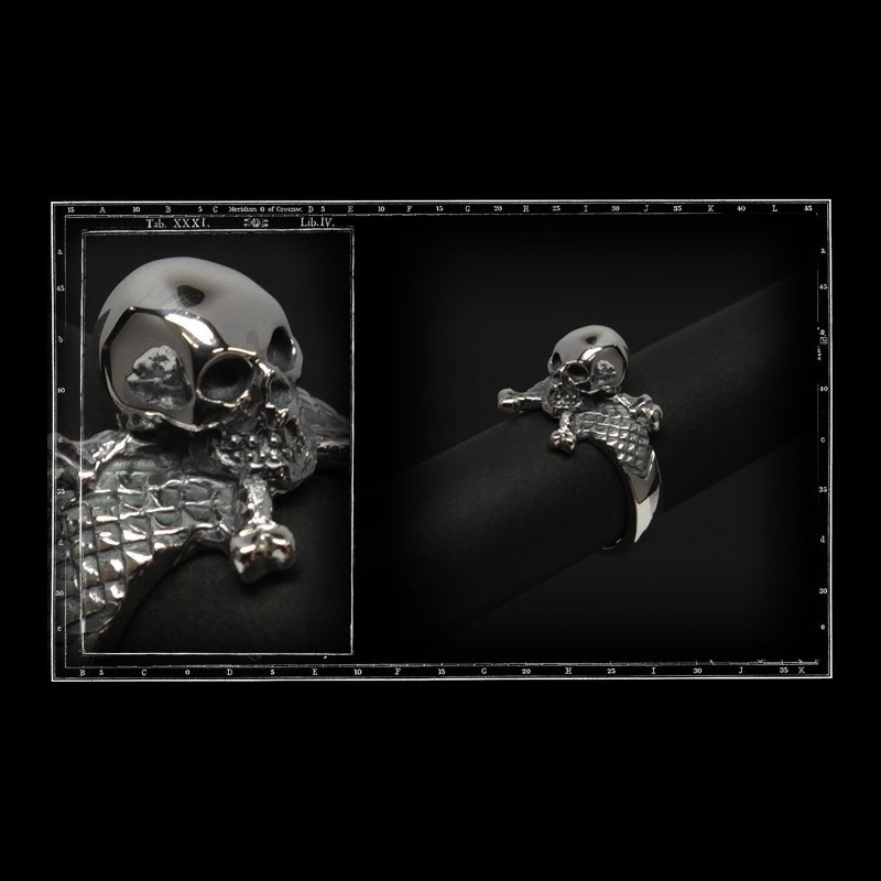3D skull & cross bones ring (small)