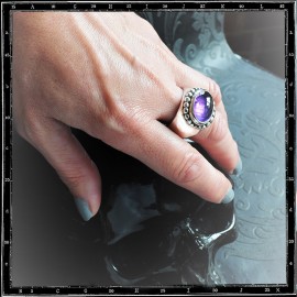 Heavy Beaded Setting Ring Amethyst