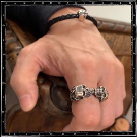 Jumbo Two Skull Tudor Skull Ring Jumbo Two Skull Tudor Skull Ring
