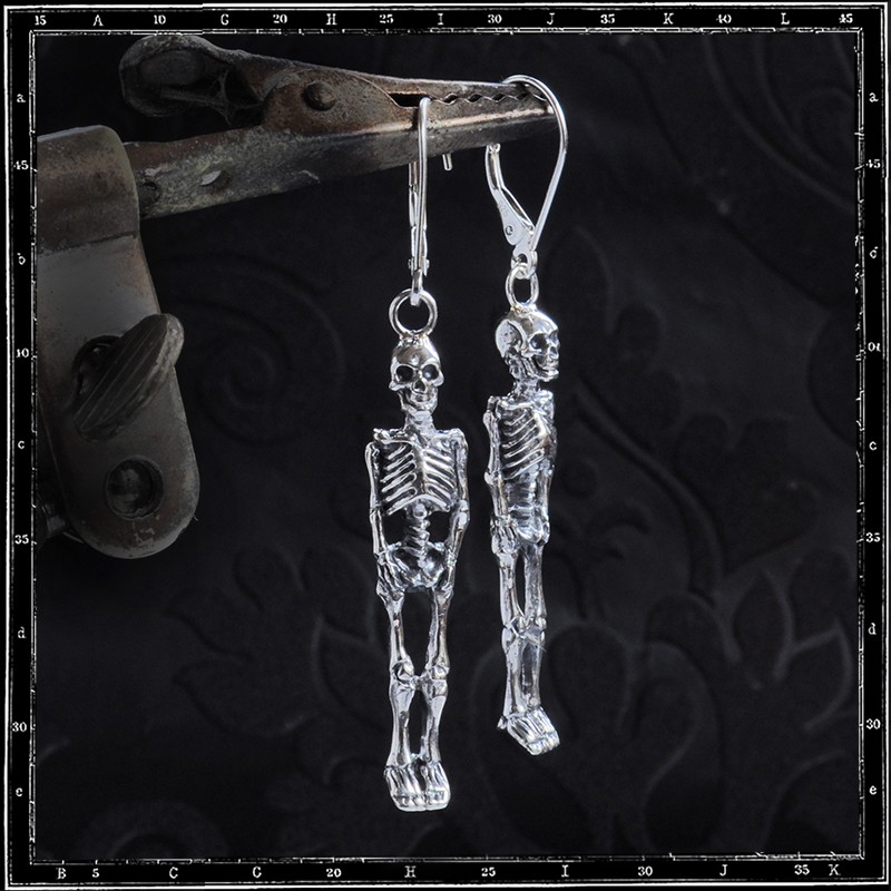 Tiny Skeleton Drop Earring