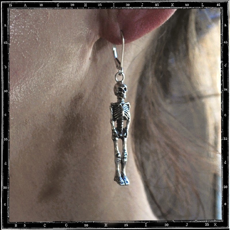 Tiny Skeleton Drop Earring