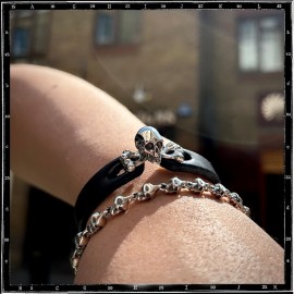 Skull & Crossbone leather bracelet