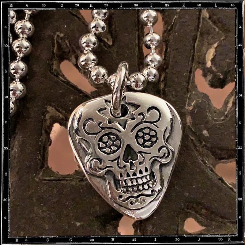 Day of the Dead Guitar Pick Pendant