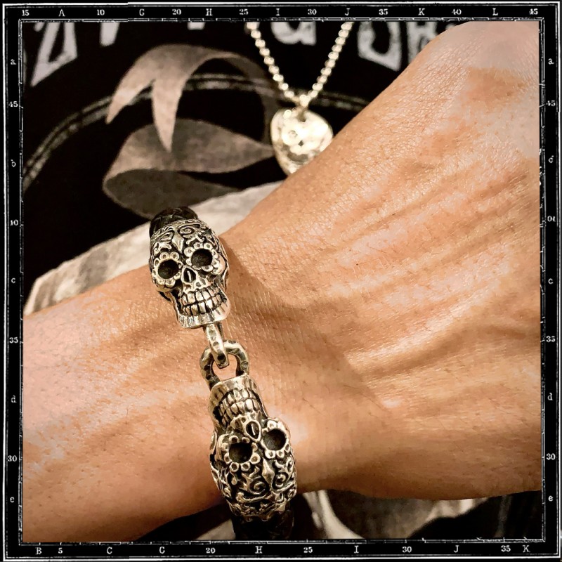 Dos Calaveras Skull Leather bracelet Dos Calaveras Skull Leather bracelet