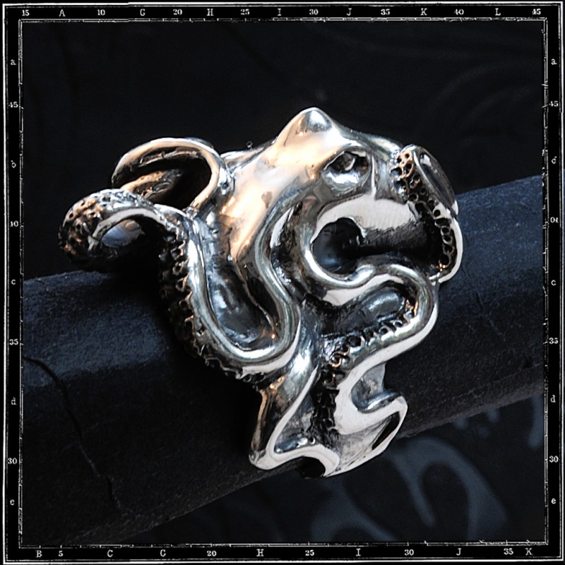 OCTOPUS HEAVY 925 Sterling Silver Mens Ring Animal Gothic
