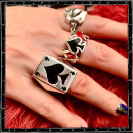 Aces of spades ring (whole card enamel)