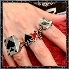 Four aces ring (red & black enamel)