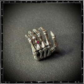 Custom Bone Hand Ring (Large) with Gold ring and Stone Setting