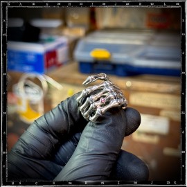 Custom Bone Hand Ring (Large) with Gold ring and Stone Setting Custom Bone Hand Ring (Large) with Gold ring and Stone Setting