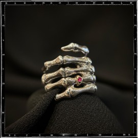 Custom Bone Hand Ring (Large) with Gold ring and Stone Setting Custom Bone Hand Ring (Large) with Gold ring and Stone Setting