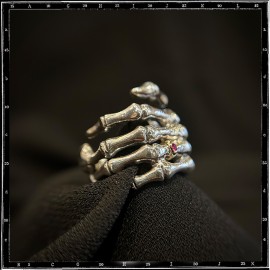 Custom Bone Hand Ring (Large) with Gold ring and Stone Setting Custom Bone Hand Ring (Large) with Gold ring and Stone Setting