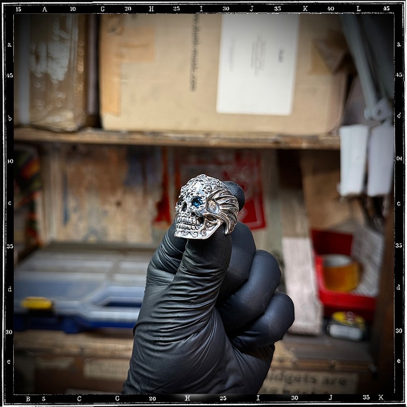 Custom Mexican El Muerto Skull ring