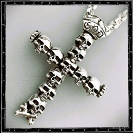 Catacombs  skulls cross pendant