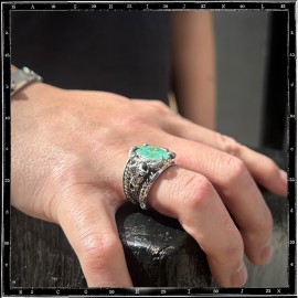 Custom Cow Skull Turquoise Ring