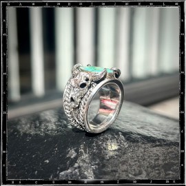 Custom Cow Skull Turquoise Ring