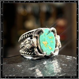 Custom Cow Skull Turquoise Ring