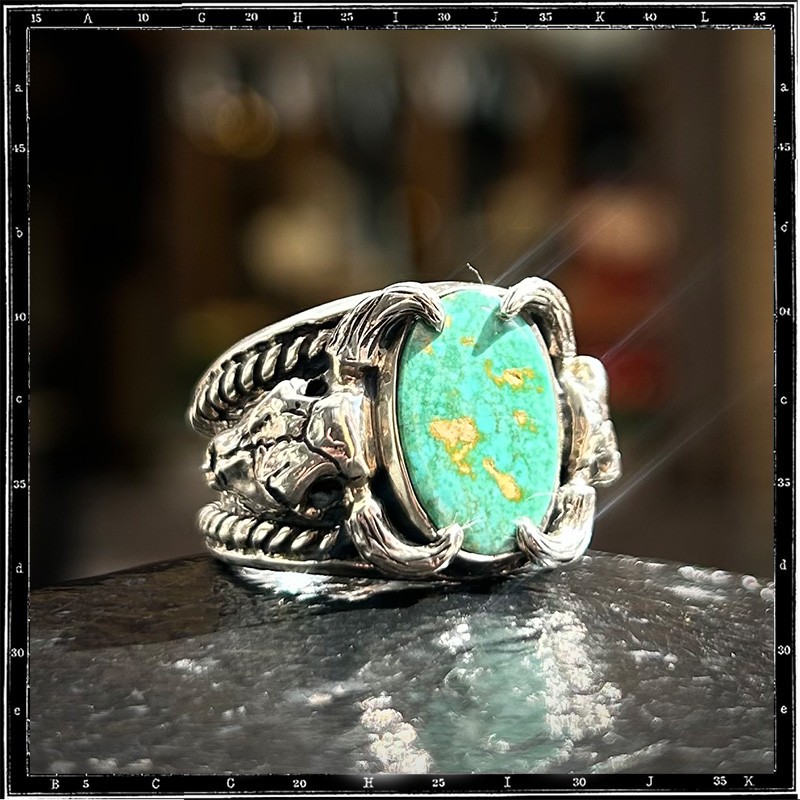 Custom Cow Skull Turquoise Ring