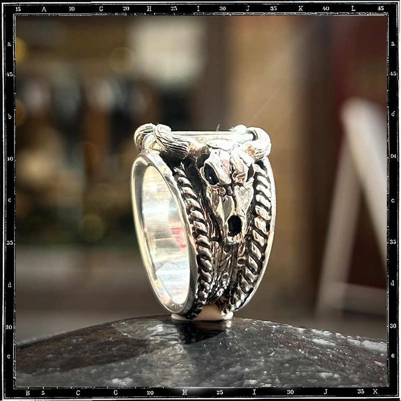 Custom Cow Skull Turquoise Ring