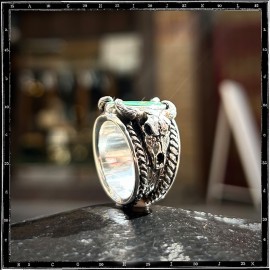 Custom Cow Skull Turquoise Ring