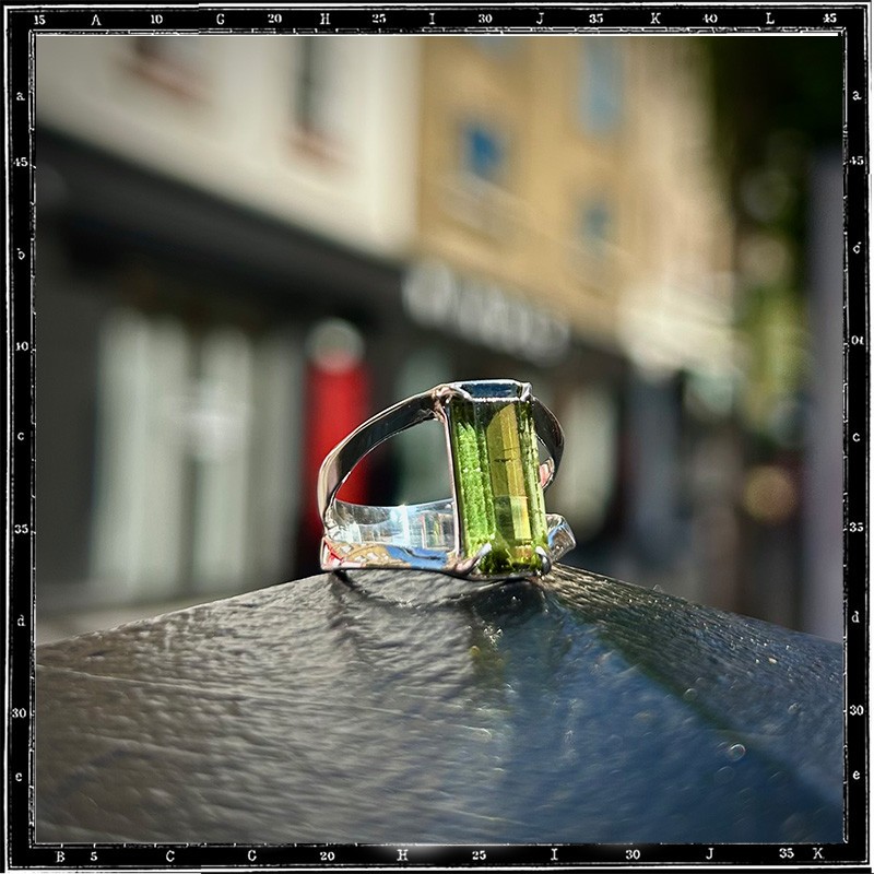 Custom Cutaway Tourmaline Ring