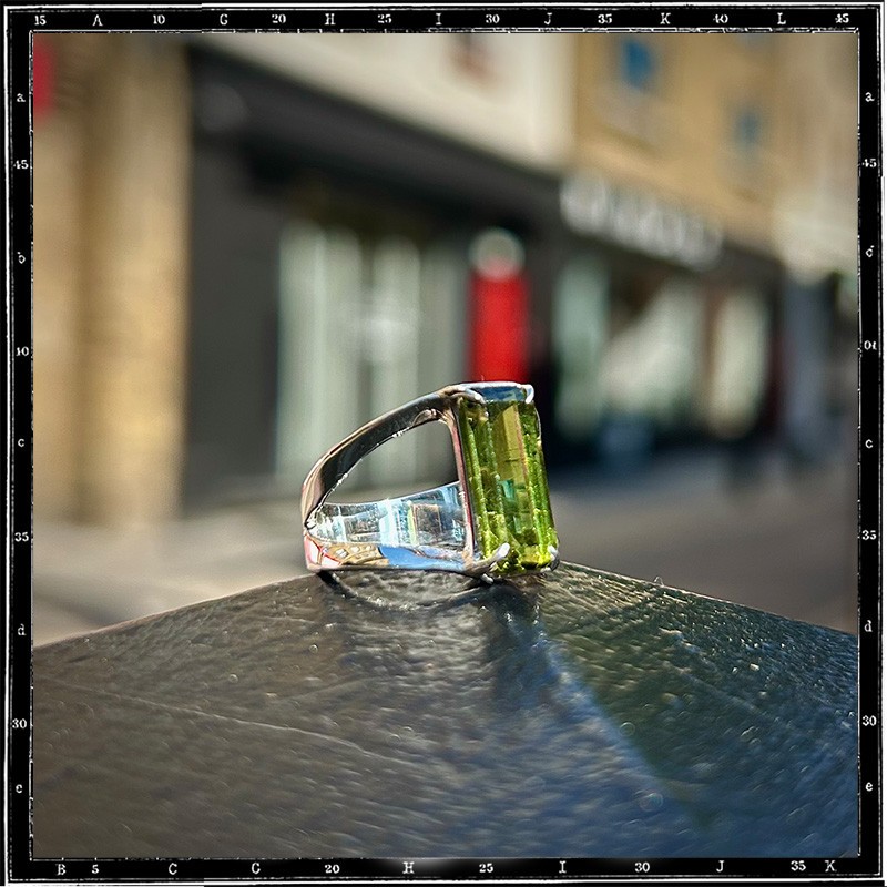 Custom Cutaway Tourmaline Ring