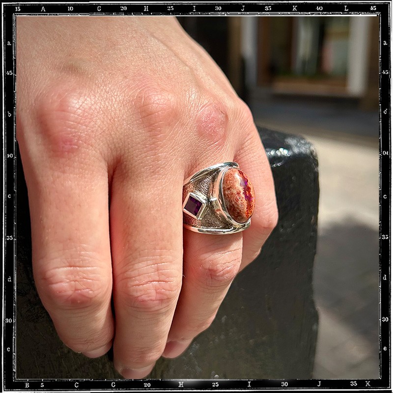 Custom Classic Fire Opal & Amethyst Ring Custom Classic Fire Opal & Amethyst Ring