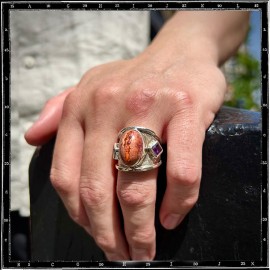 Custom Classic Fire Opal & Amethyst Ring Custom Classic Fire Opal & Amethyst Ring