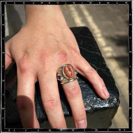 Custom Classic Fire Opal & Amethyst Ring Custom Classic Fire Opal & Amethyst Ring