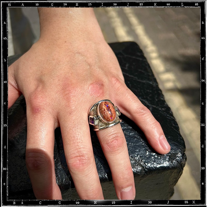 Custom Classic Fire Opal & Amethyst Ring Custom Classic Fire Opal & Amethyst Ring