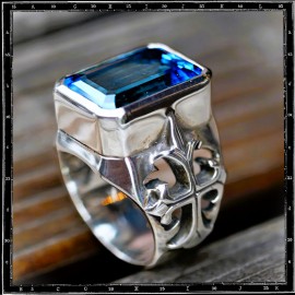 Twin cross stone ring