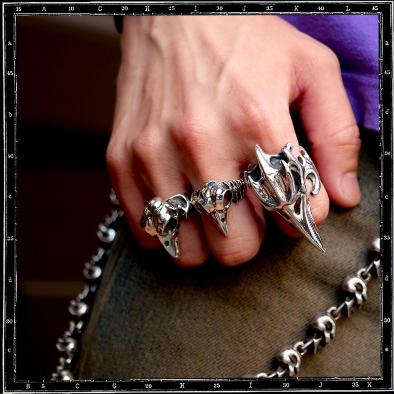 Evil bird skull ring