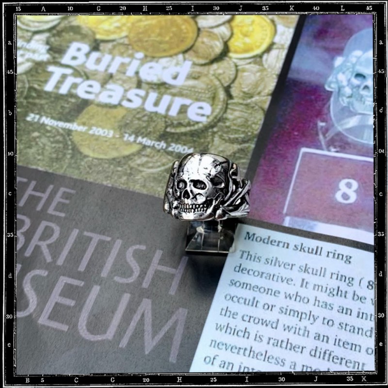 Flat skull & cross bones ring