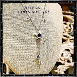 Custom Necklace Topaz Star and Moon
