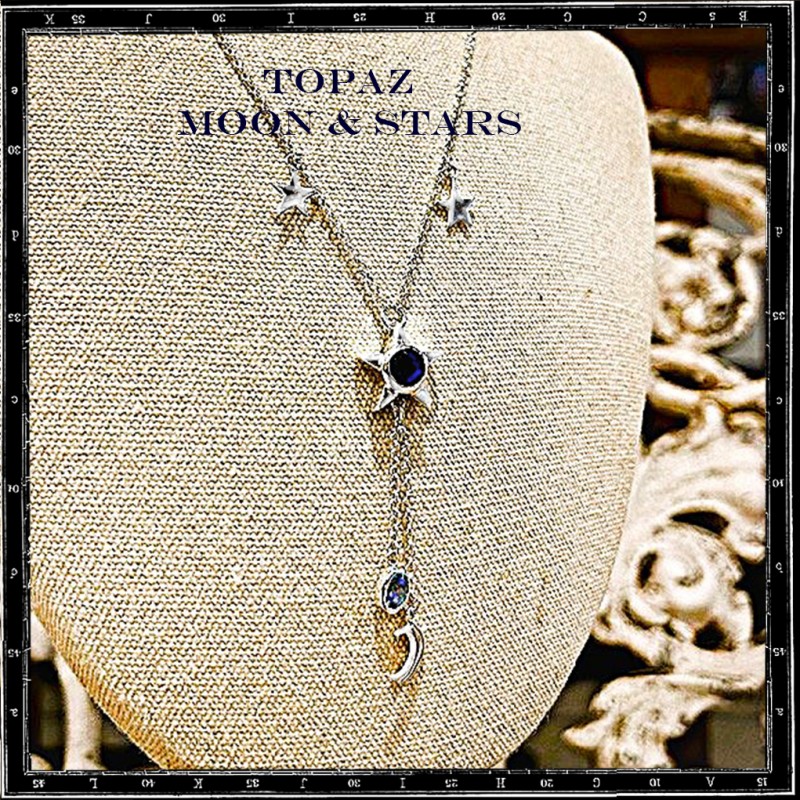 Custom Necklace Topaz Star and Moon