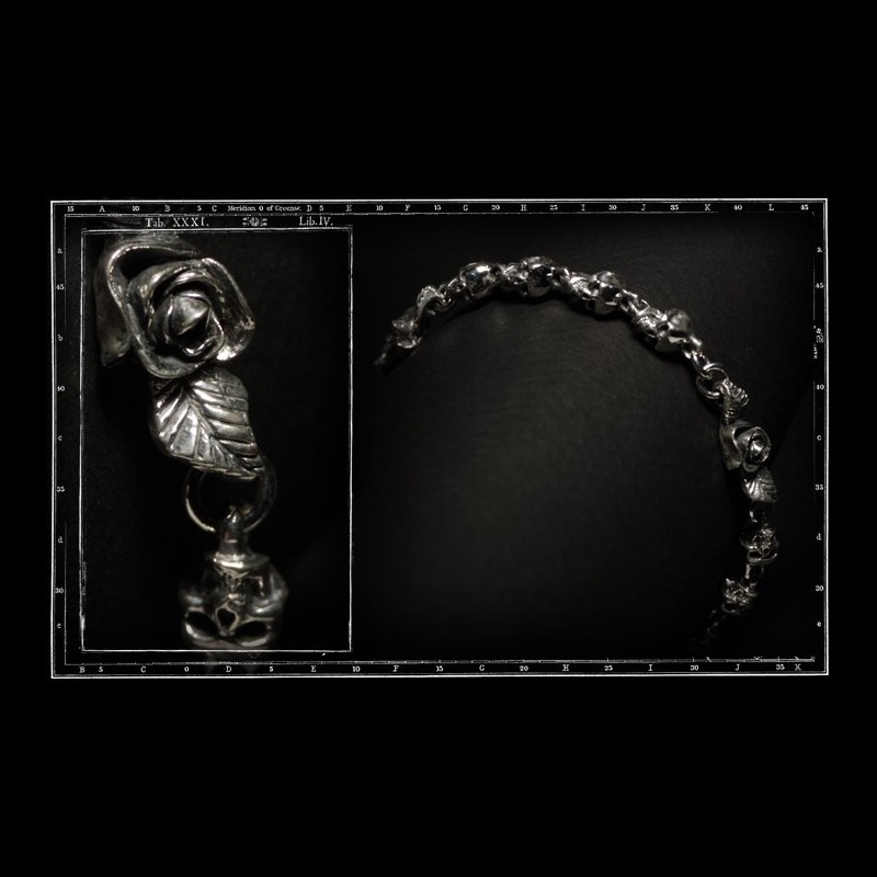 Rosary skull and rose bracelet