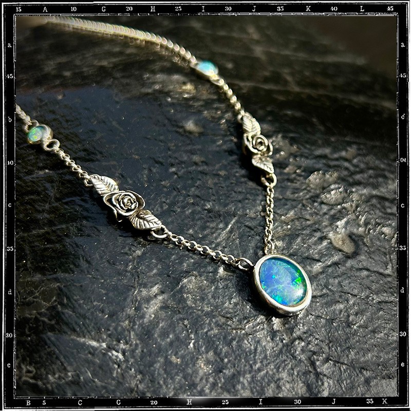 Custom Necklace Roses and Opal