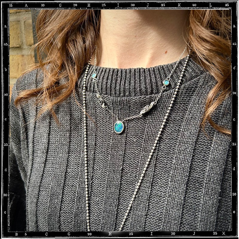 Custom Necklace Roses and Opal