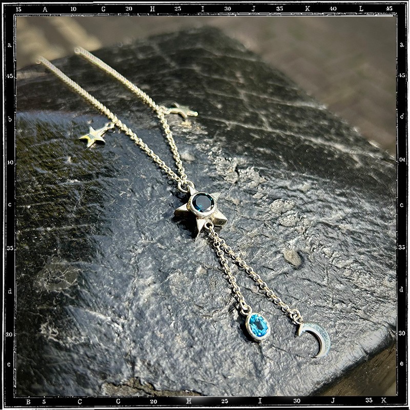 Custom Necklace Topaz Star and Moon