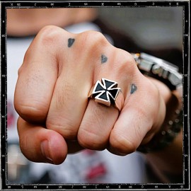 Small Enamel Maltese Cross Ring
