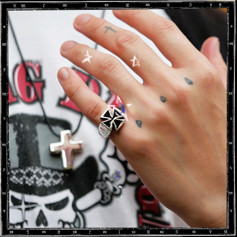 Small Enamel Maltese Cross Ring